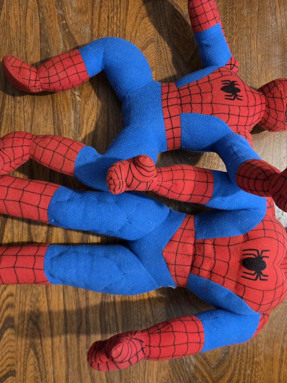 Vintage Marvel Red and Blue Spider-Man Plush Duo 2001/ 1995